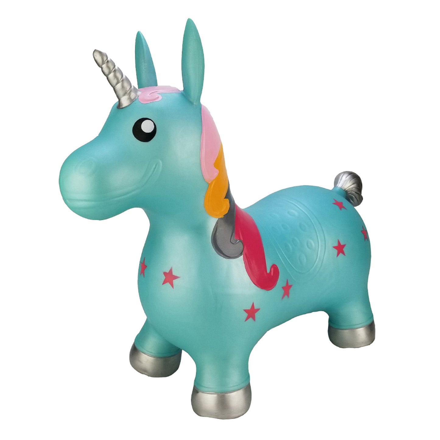 BounceZiez Inflatable Bouncy Ride-On Hopper with Pump - Blue Unicorn