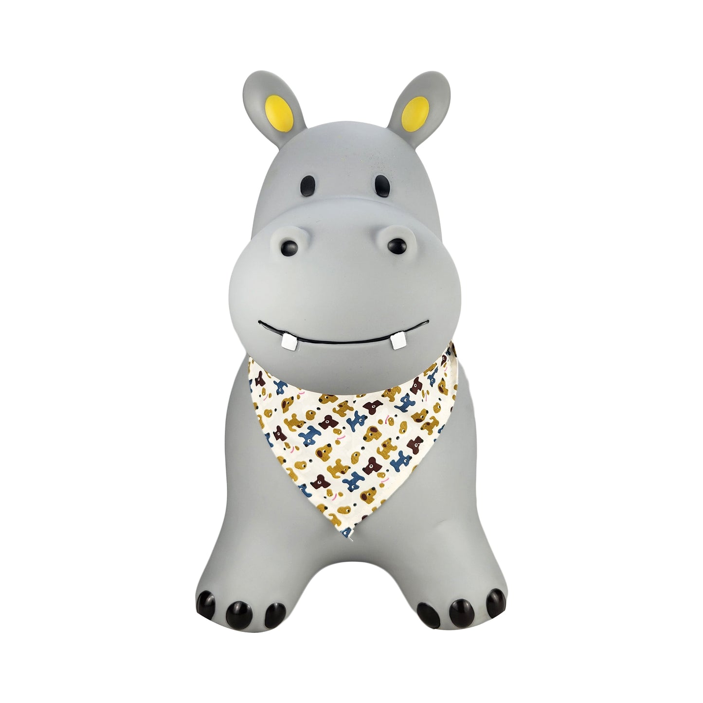 BounceZiez Inflatable Bouncy Ride-On Hopper with Pump - Gray Hippo