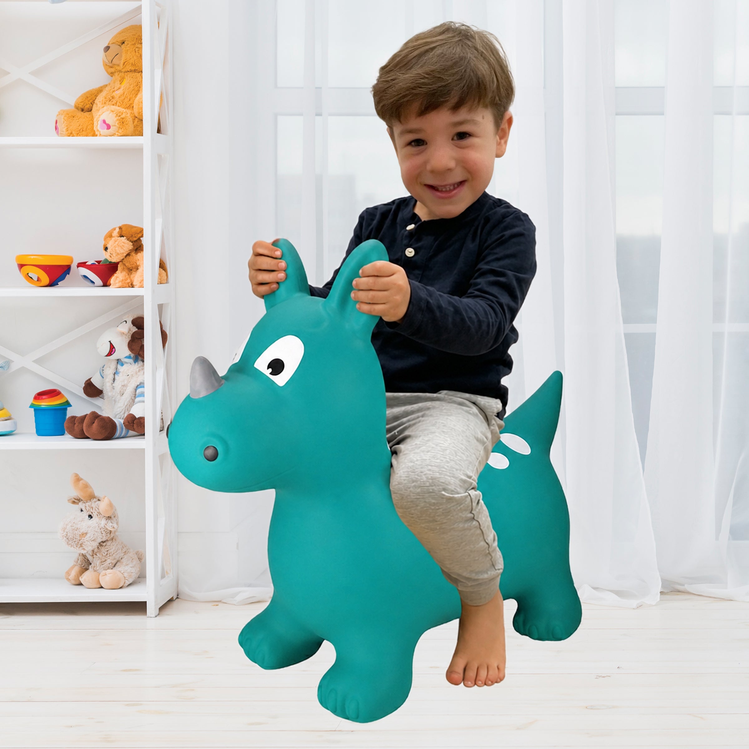 BounceZiez Inflatable Bouncy Ride-On Hopper with Pump - Dino – HGP ...