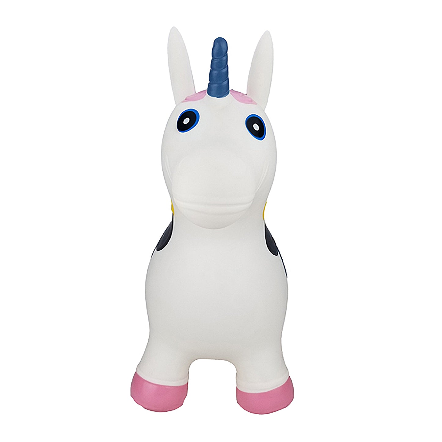 BounceZiez Inflatable Bouncy Ride-On Hopper with Pump - White Unicorn