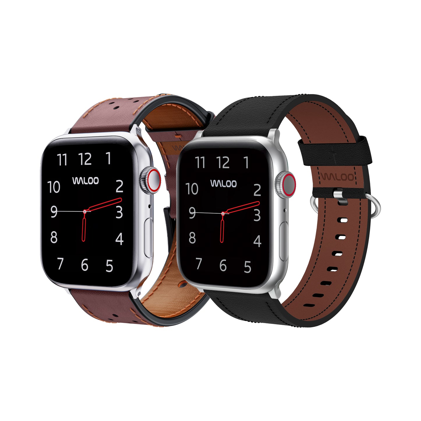 Waloo 2-Pack Breathable Leather & Classic Leather Bands For Apple Watch
