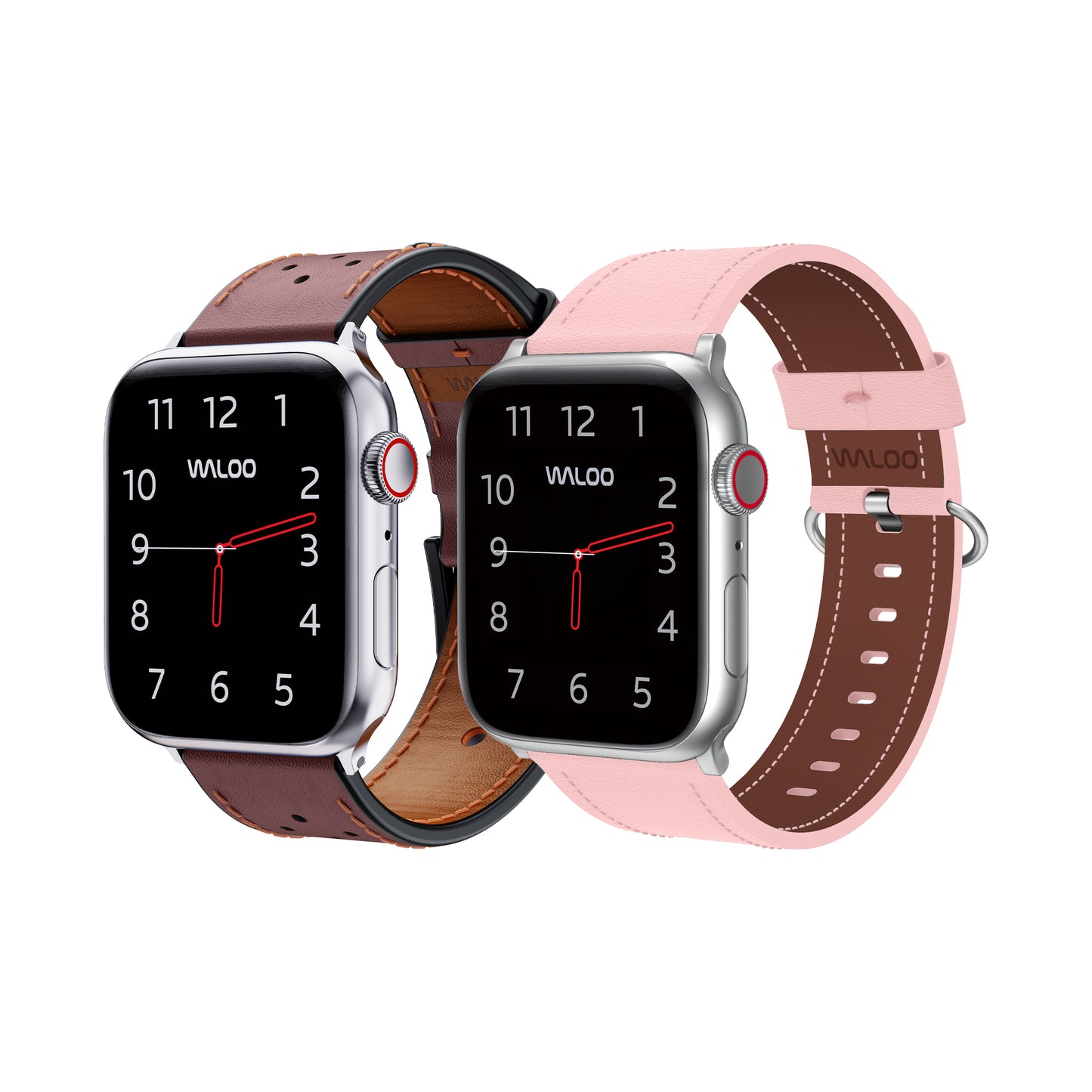 Waloo 2-Pack Breathable Leather & Classic Leather Bands For Apple Watch