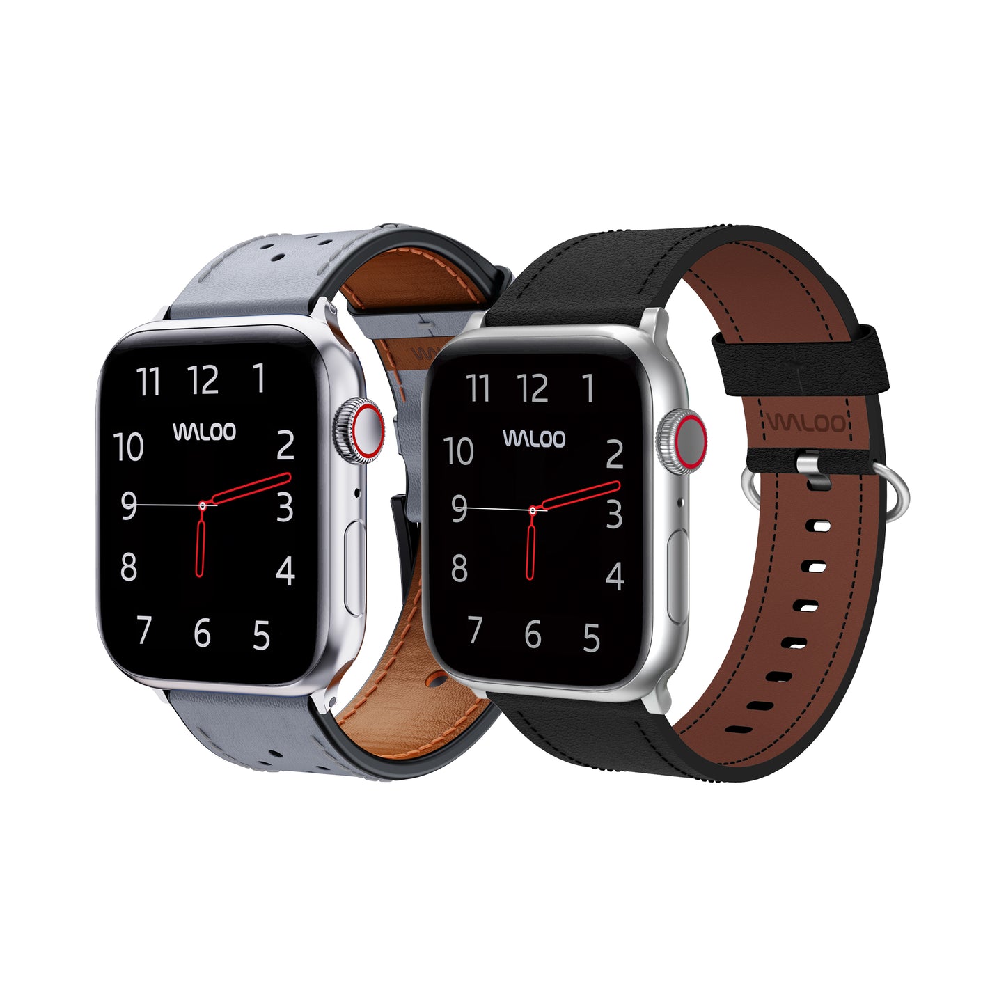 Waloo 2-Pack Breathable Leather & Classic Leather Bands For Apple Watch
