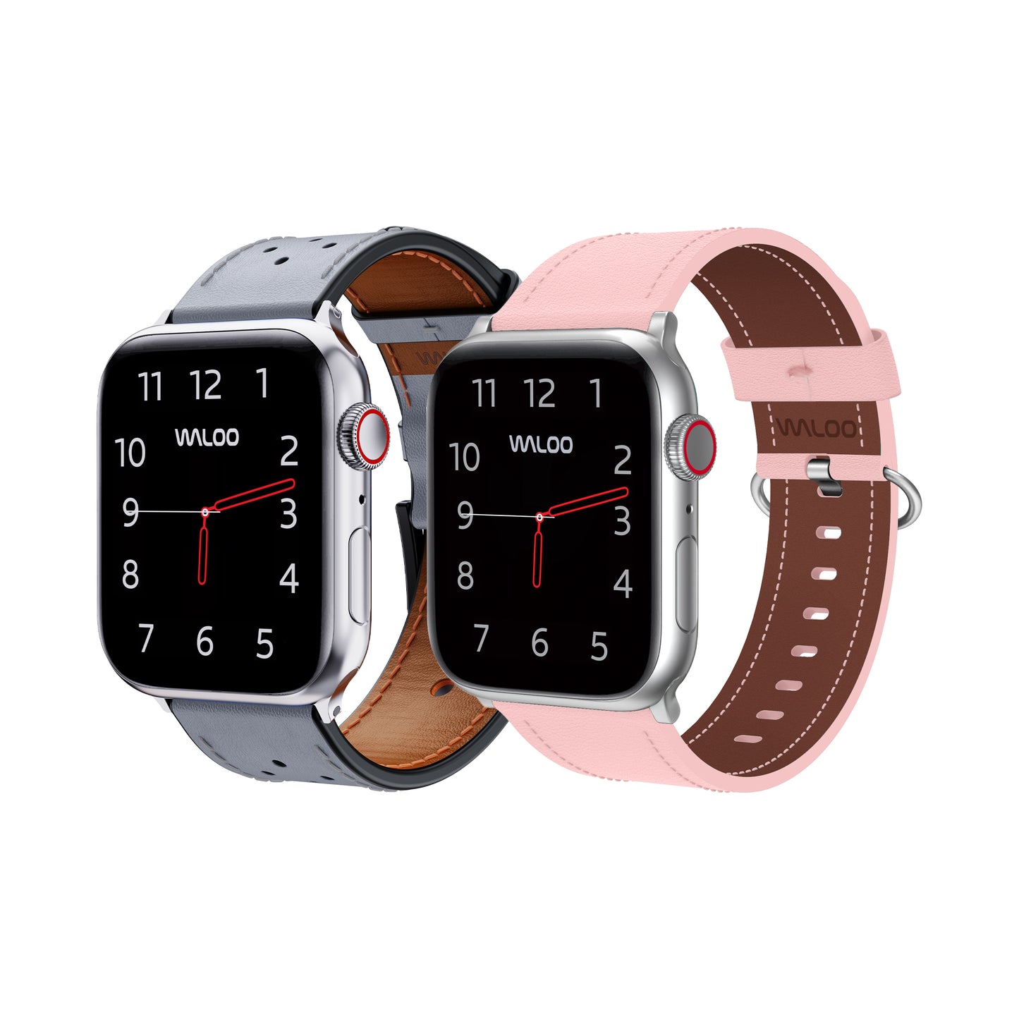 Waloo 2-Pack Breathable Leather & Classic Leather Bands For Apple Watch