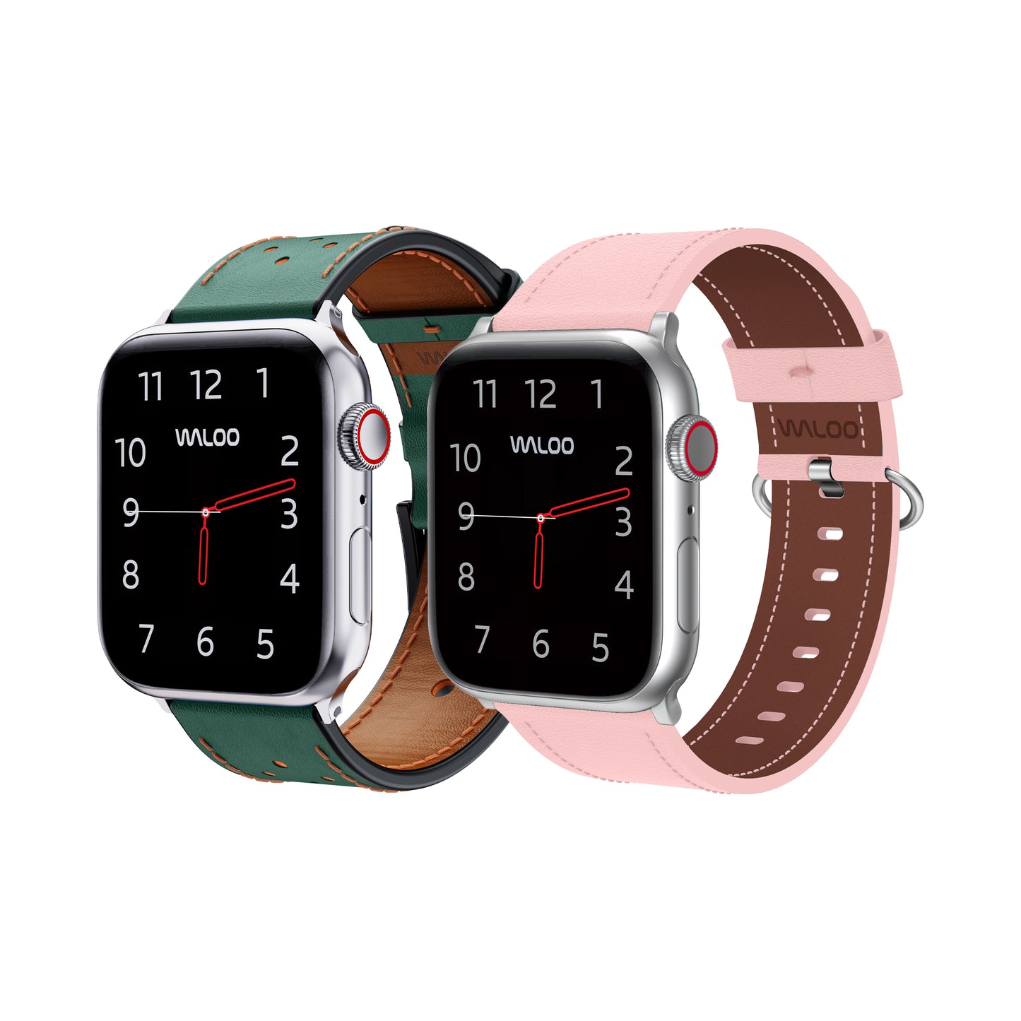Waloo 2-Pack Breathable Leather & Classic Leather Bands For Apple Watch