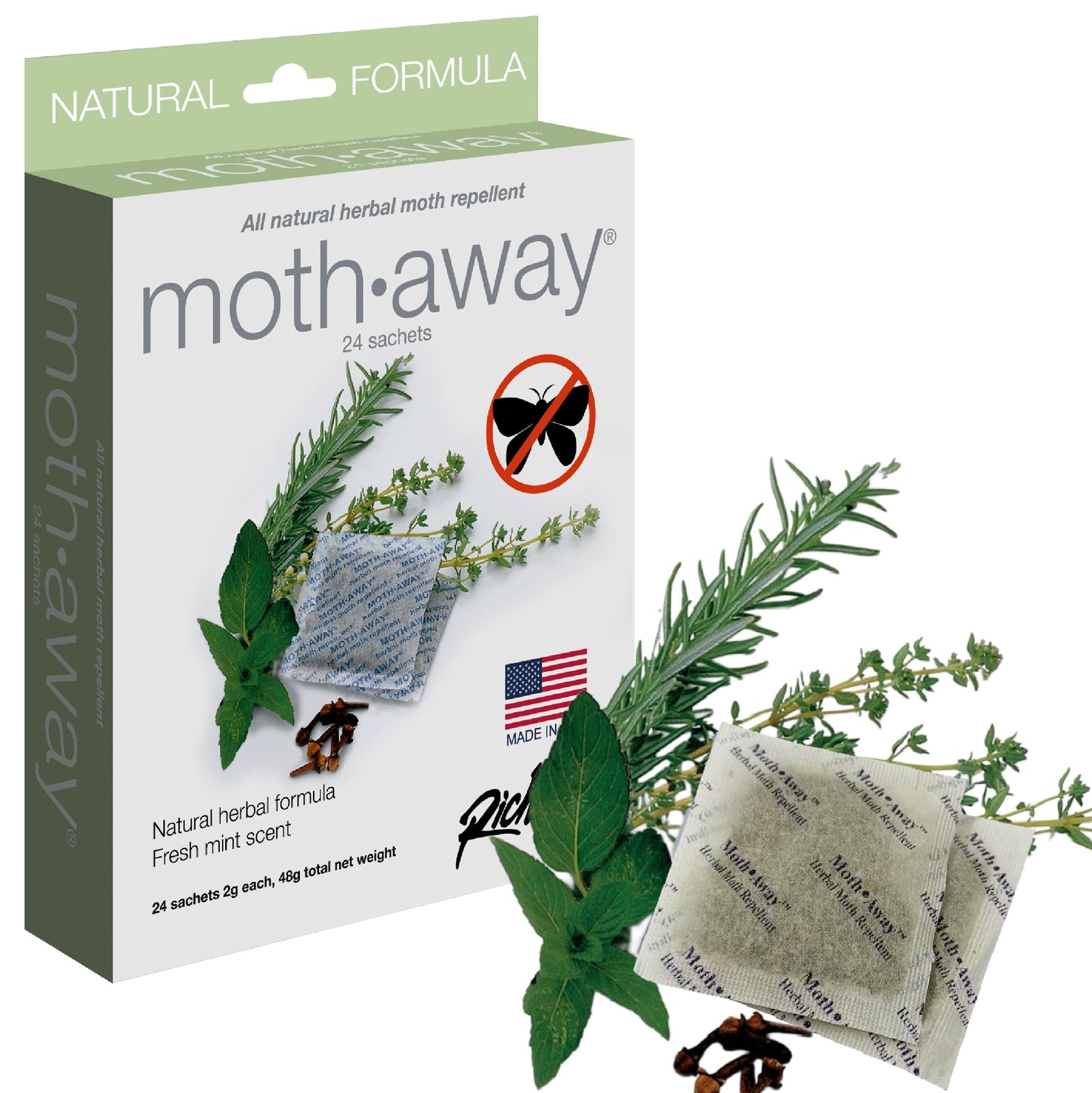 Moth Away All Natural Herbal Moth Repellent - Non Toxic - Standard Sachets