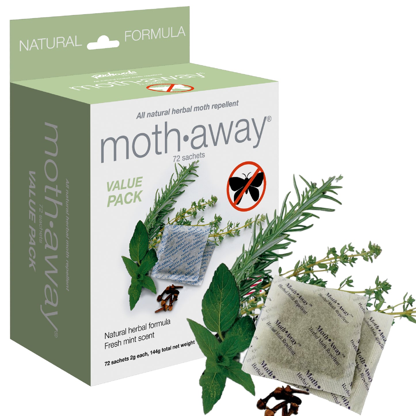 Moth Away All Natural Herbal Moth Repellent - Non Toxic - Standard Sachets
