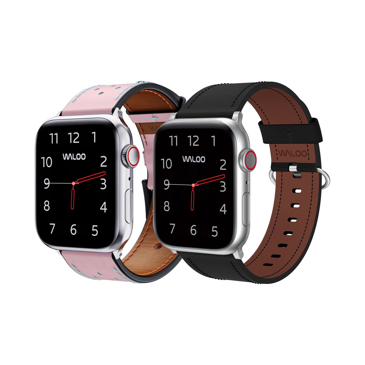 Waloo 2-Pack Breathable Leather & Classic Leather Bands For Apple Watch