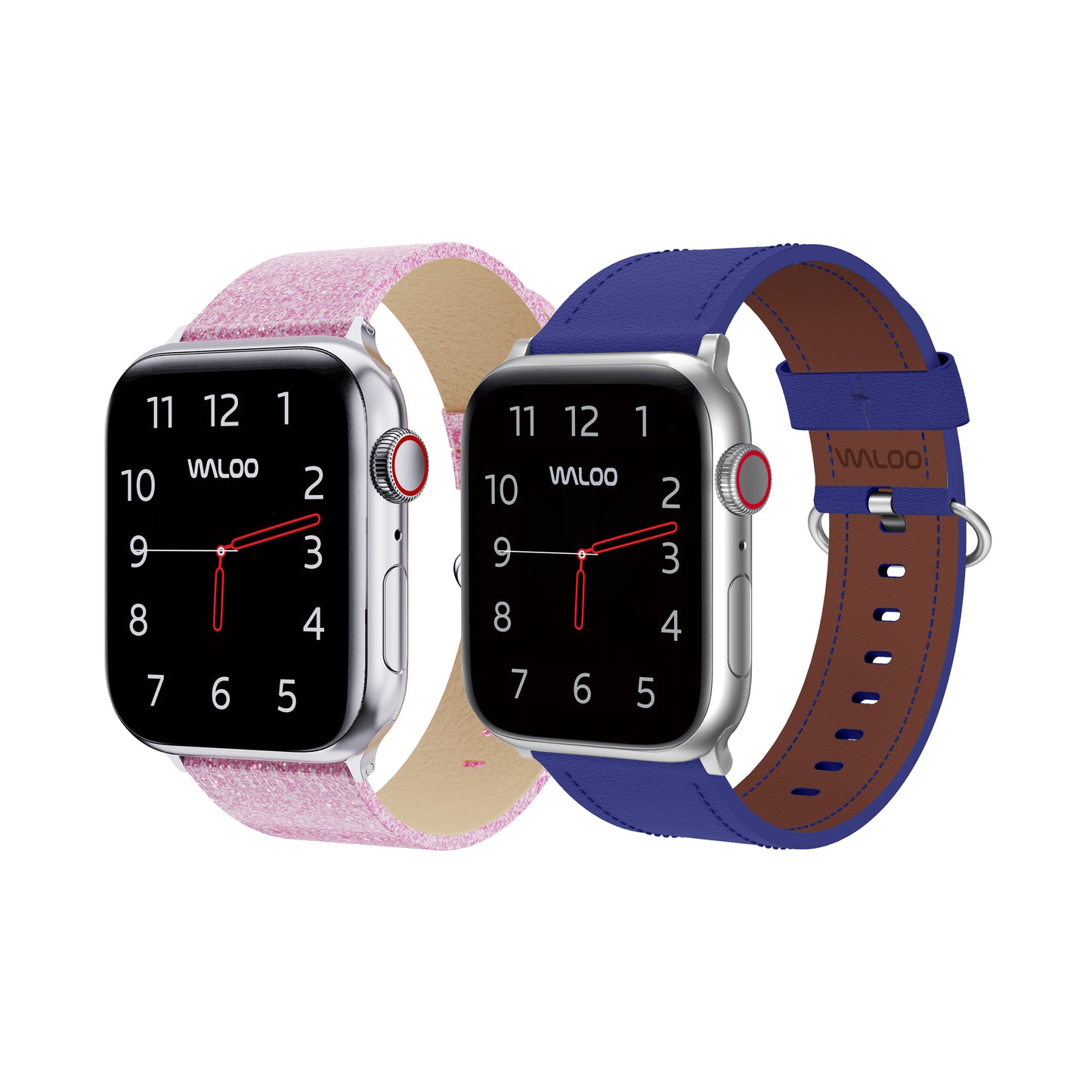 Waloo 2-Pack Shiny Brilliance Leather & Classic Leather Bands For Apple Watch