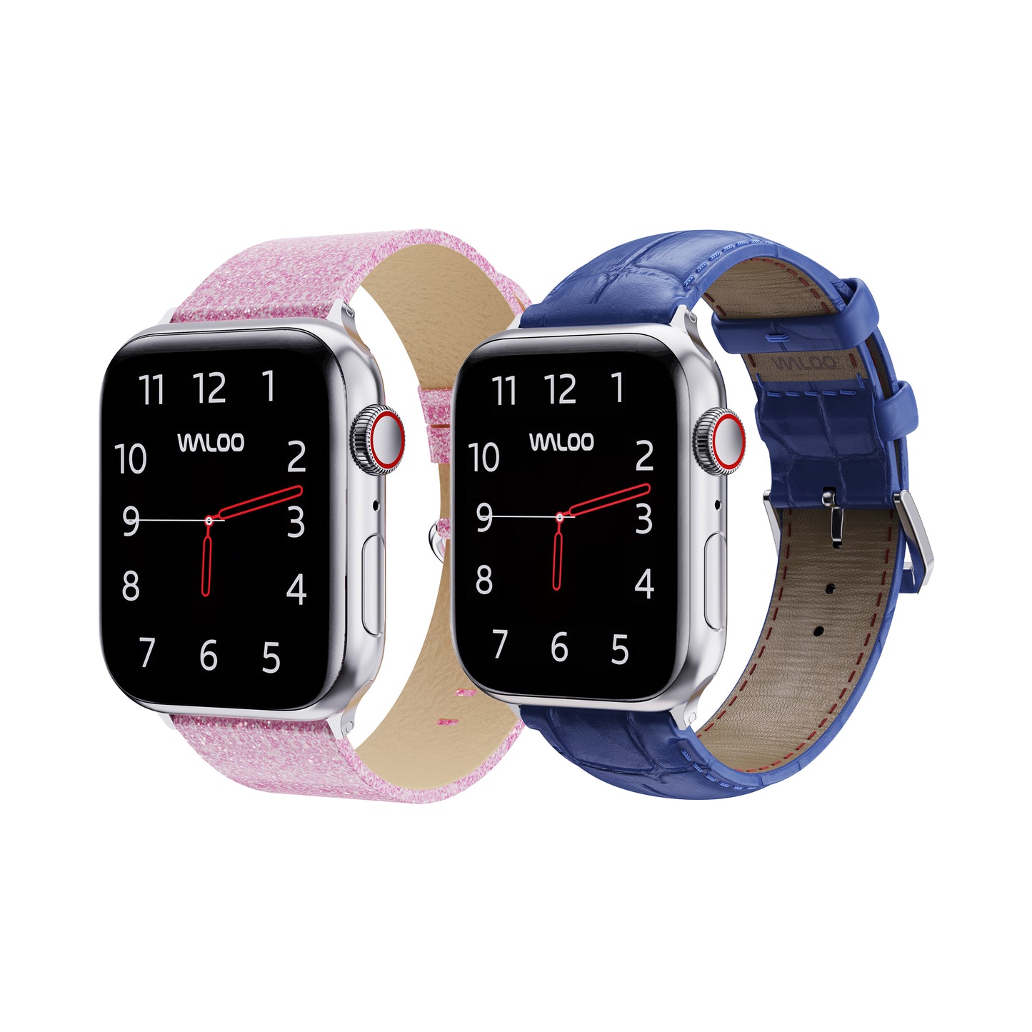 Waloo 2-Pack Shiny Brilliance Leather & Crocodile Leather Bands For Apple Watch