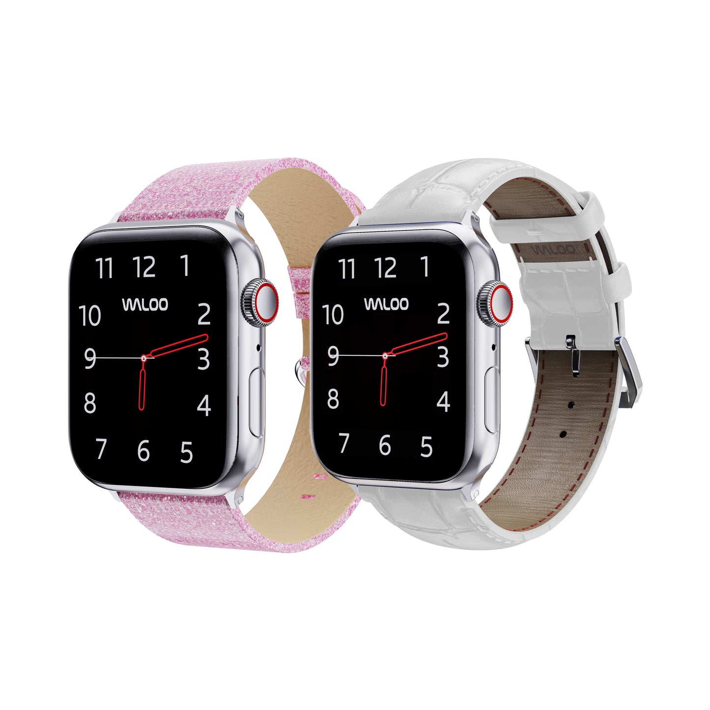 Waloo 2-Pack Shiny Brilliance Leather & Crocodile Leather Bands For Apple Watch