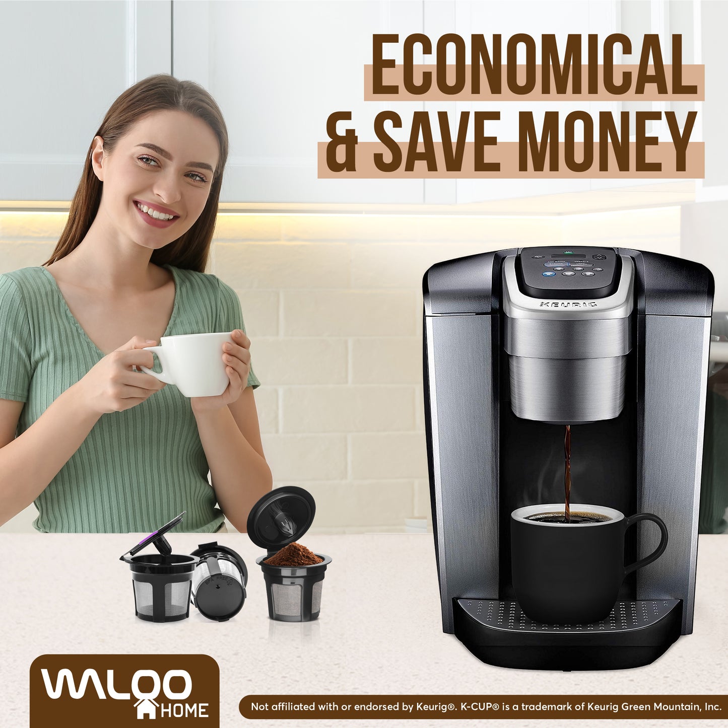 Waloo Home Reusable Single Serve Coffee Pods - Compatible with Keurig Coffee Brewers