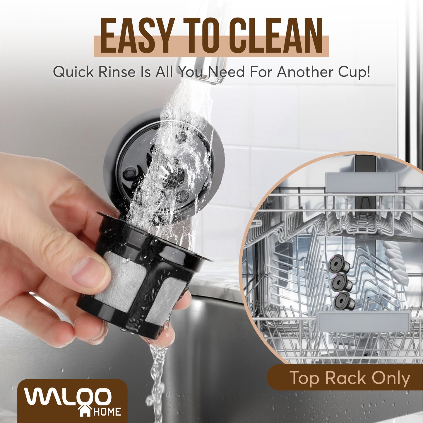 Waloo Home Reusable Single Serve Coffee Pods - Compatible with Keurig Coffee Brewers