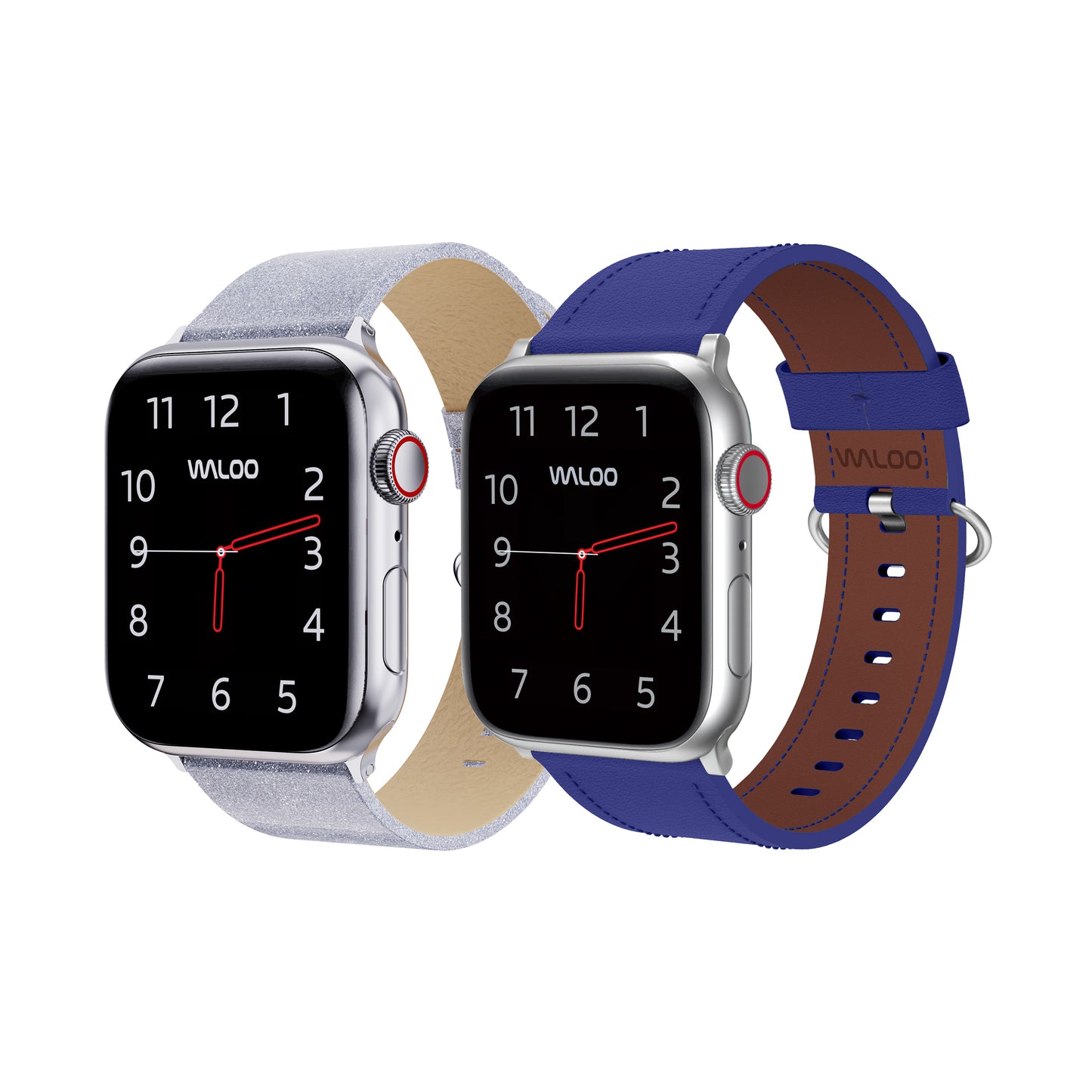 Waloo 2-Pack Shiny Brilliance Leather & Classic Leather Bands For Apple Watch
