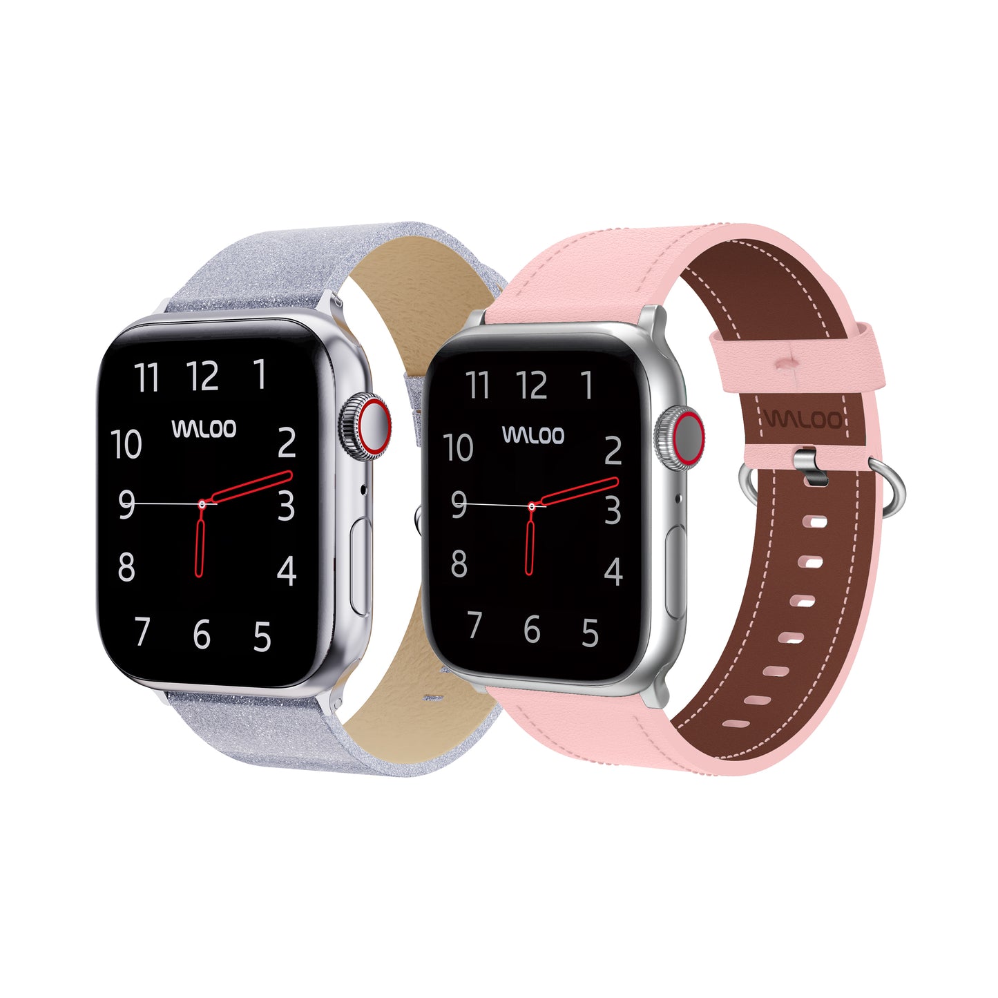 Waloo 2-Pack Shiny Brilliance Leather & Classic Leather Bands For Apple Watch
