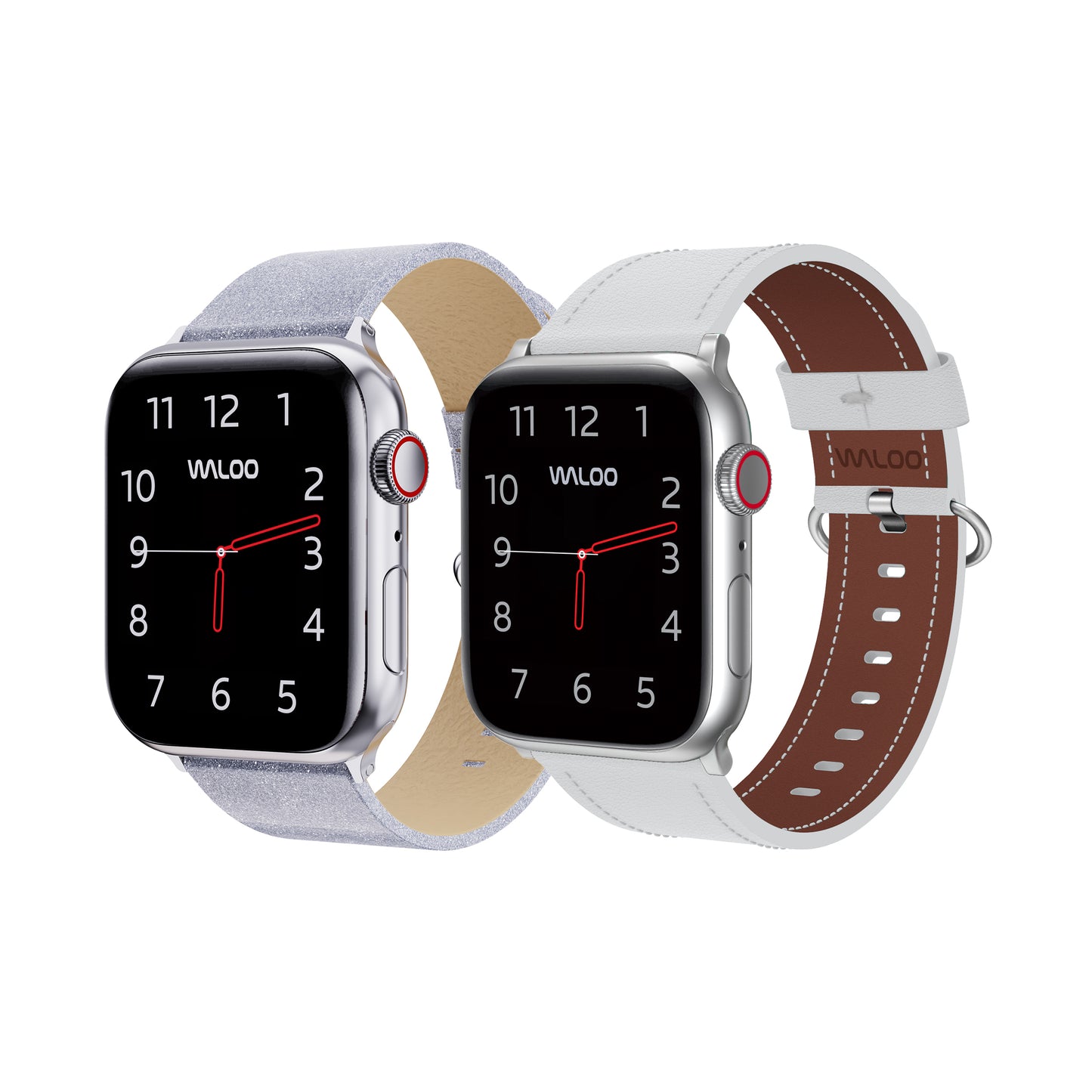 Waloo 2-Pack Shiny Brilliance Leather & Classic Leather Bands For Apple Watch