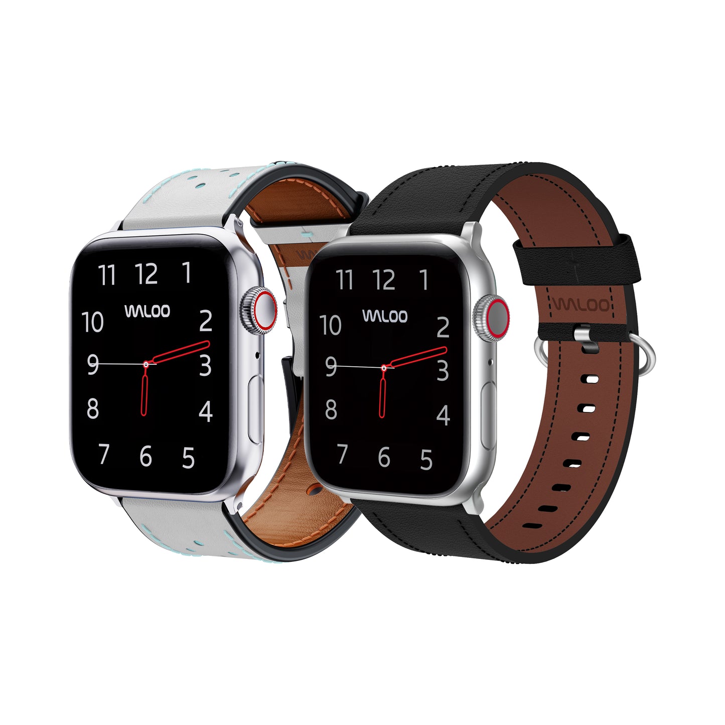 Waloo 2-Pack Breathable Leather & Classic Leather Bands For Apple Watch