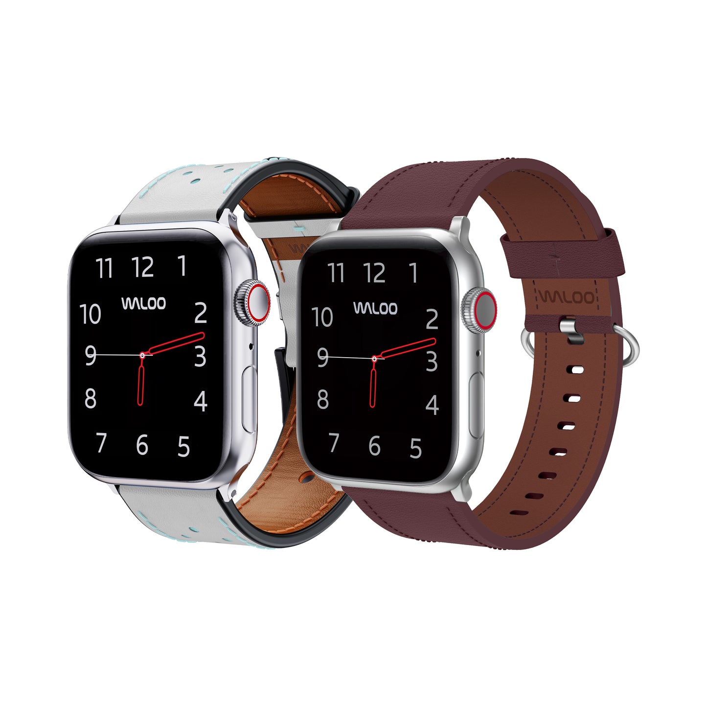 Waloo 2-Pack Breathable Leather & Classic Leather Bands For Apple Watch