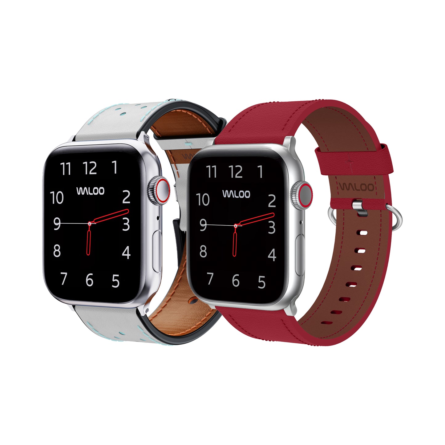 Waloo 2-Pack Breathable Leather & Classic Leather Bands For Apple Watch