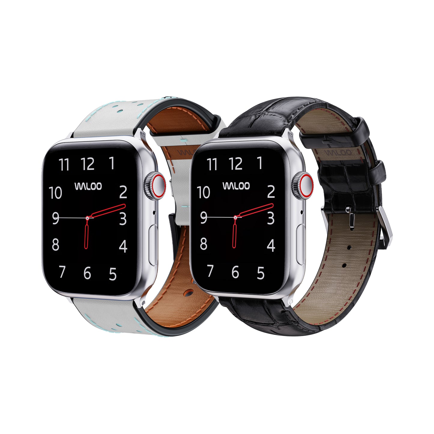 Waloo 2-Pack Breathable Leather & Crocodile Leather Bands For Apple Watch