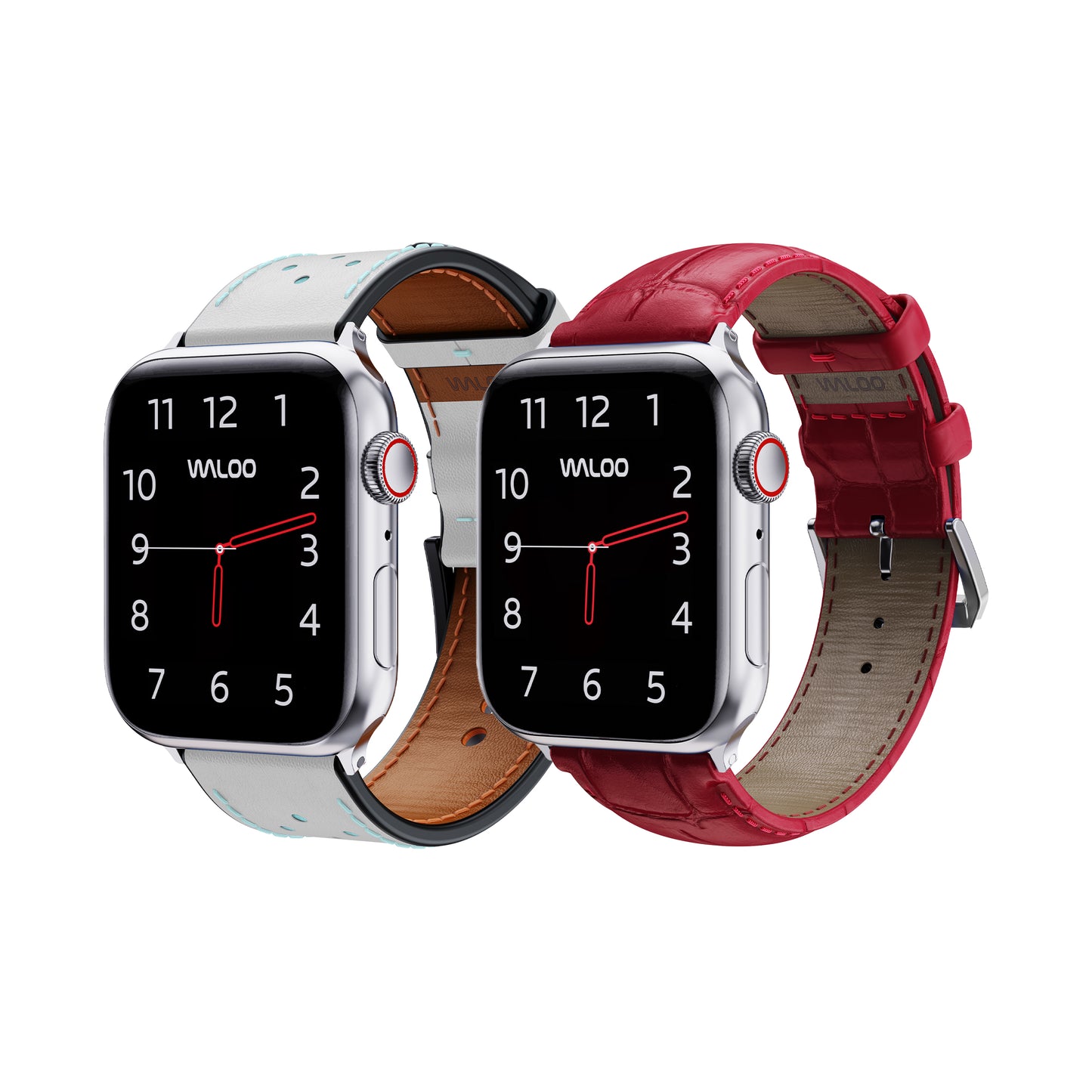 Waloo 2-Pack Breathable Leather & Crocodile Leather Bands For Apple Watch