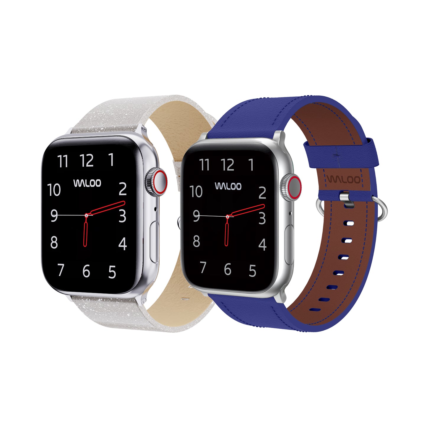 Waloo 2-Pack Shiny Brilliance Leather & Classic Leather Bands For Apple Watch