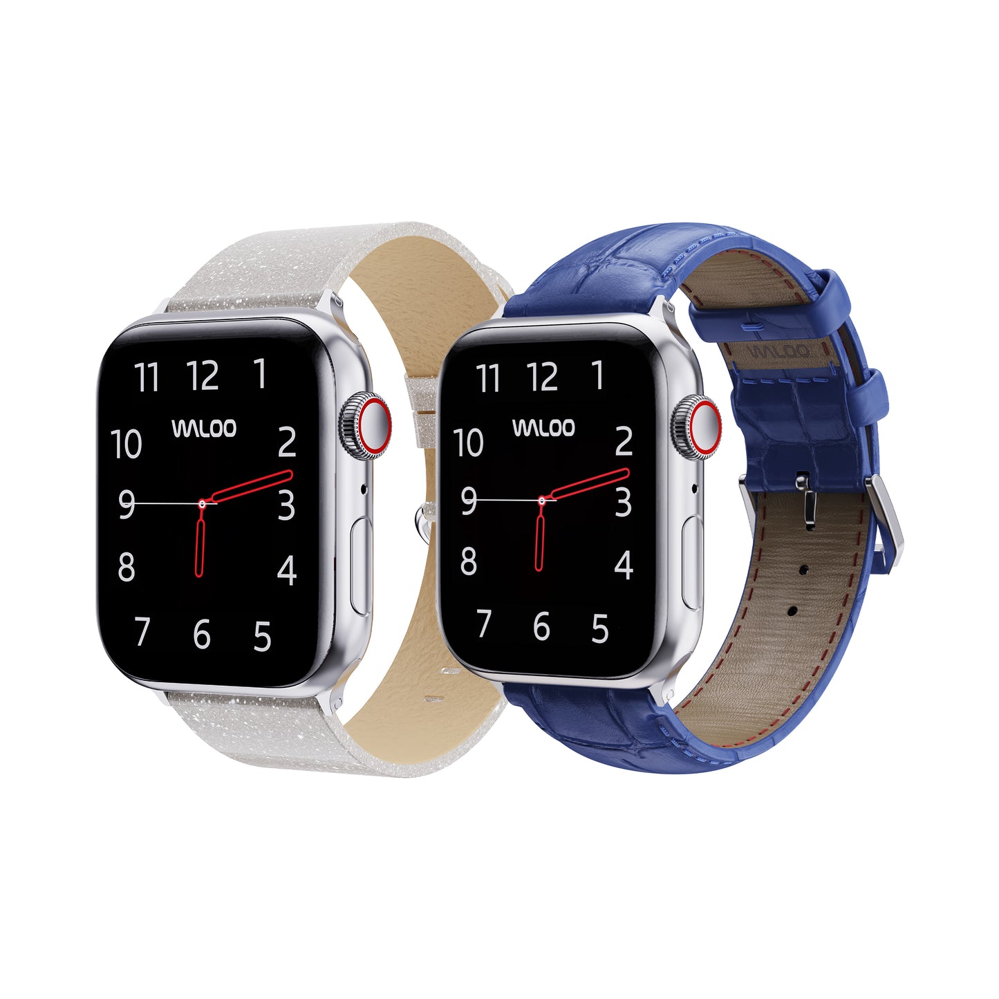 Waloo 2-Pack Shiny Brilliance Leather & Crocodile Leather Bands For Apple Watch