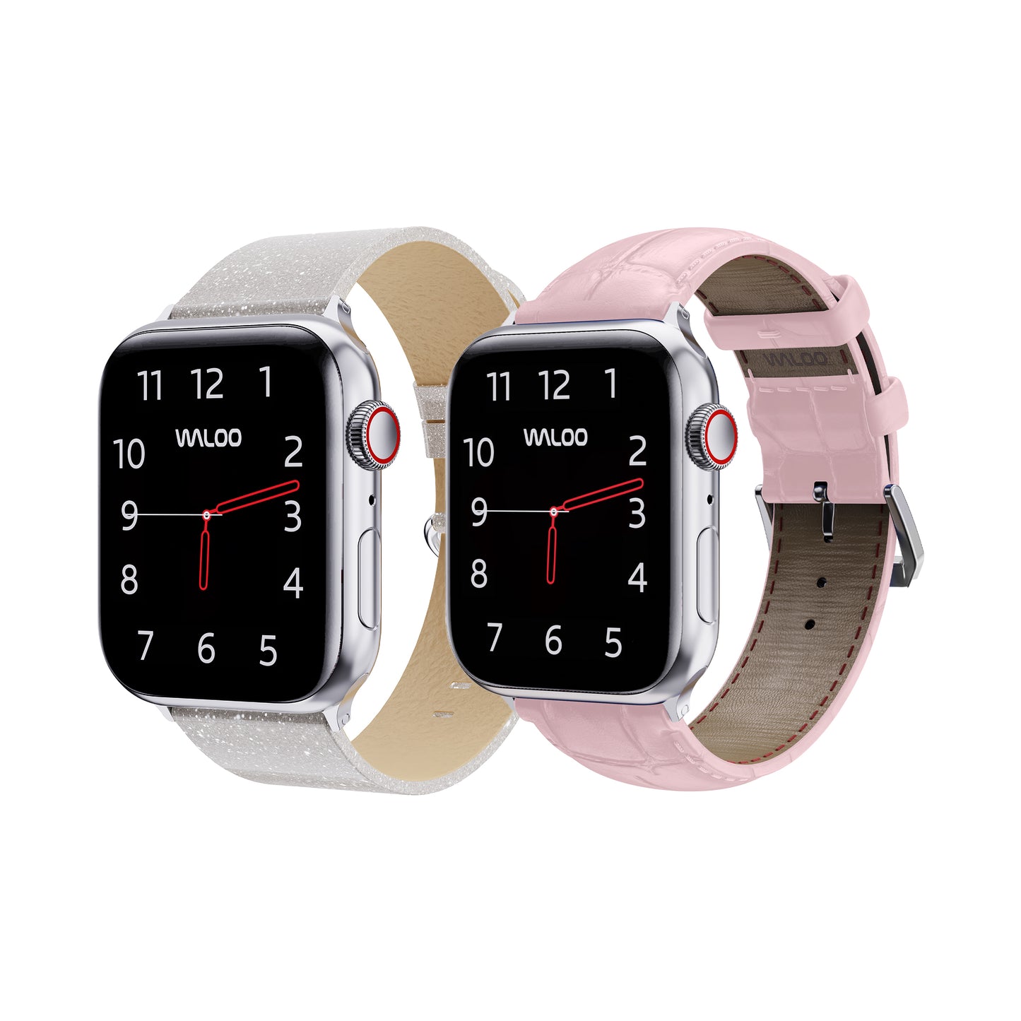 Waloo 2-Pack Shiny Brilliance Leather & Crocodile Leather Bands For Apple Watch