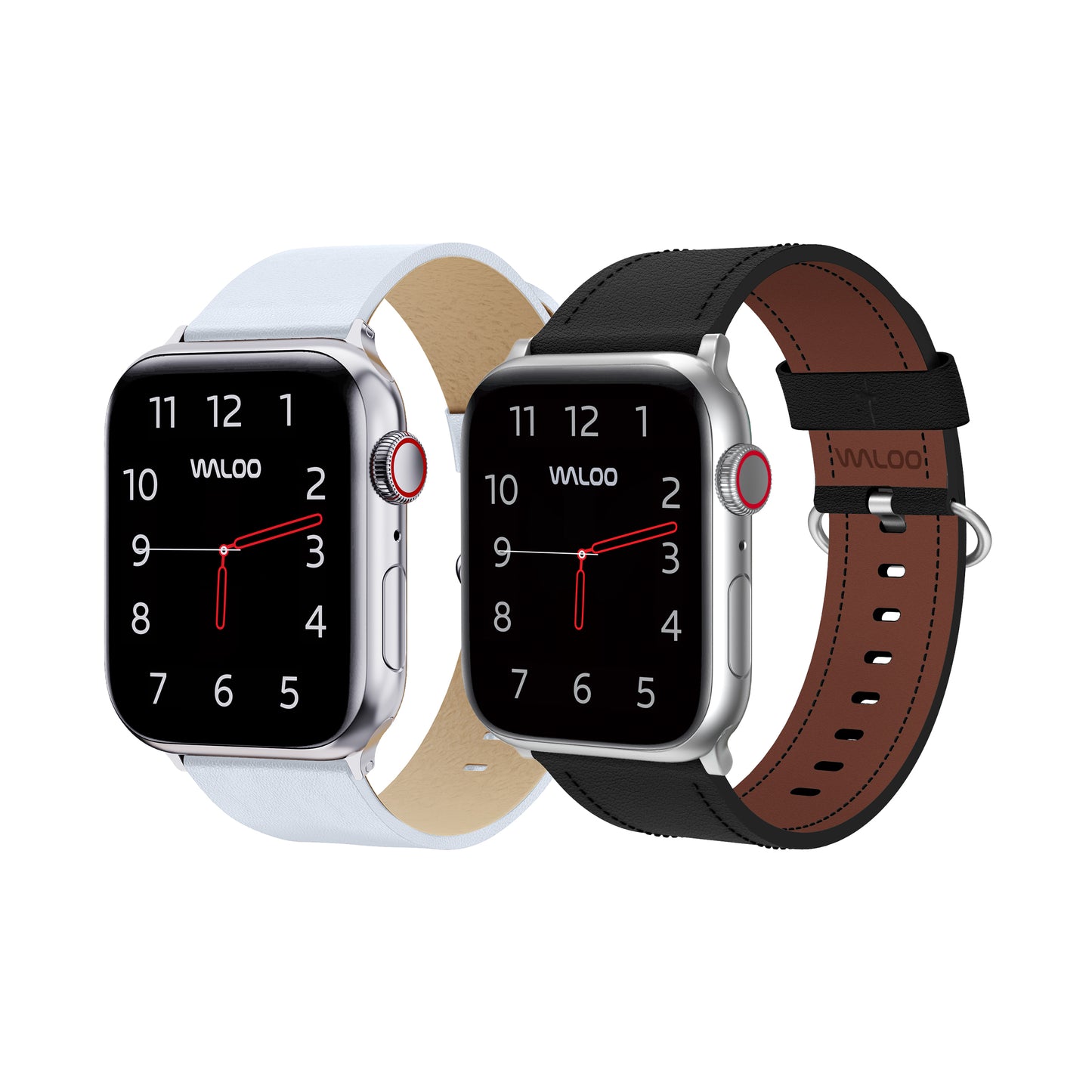 Waloo 2-Pack Leather Grain & Classic Leather Bands For Apple Watch