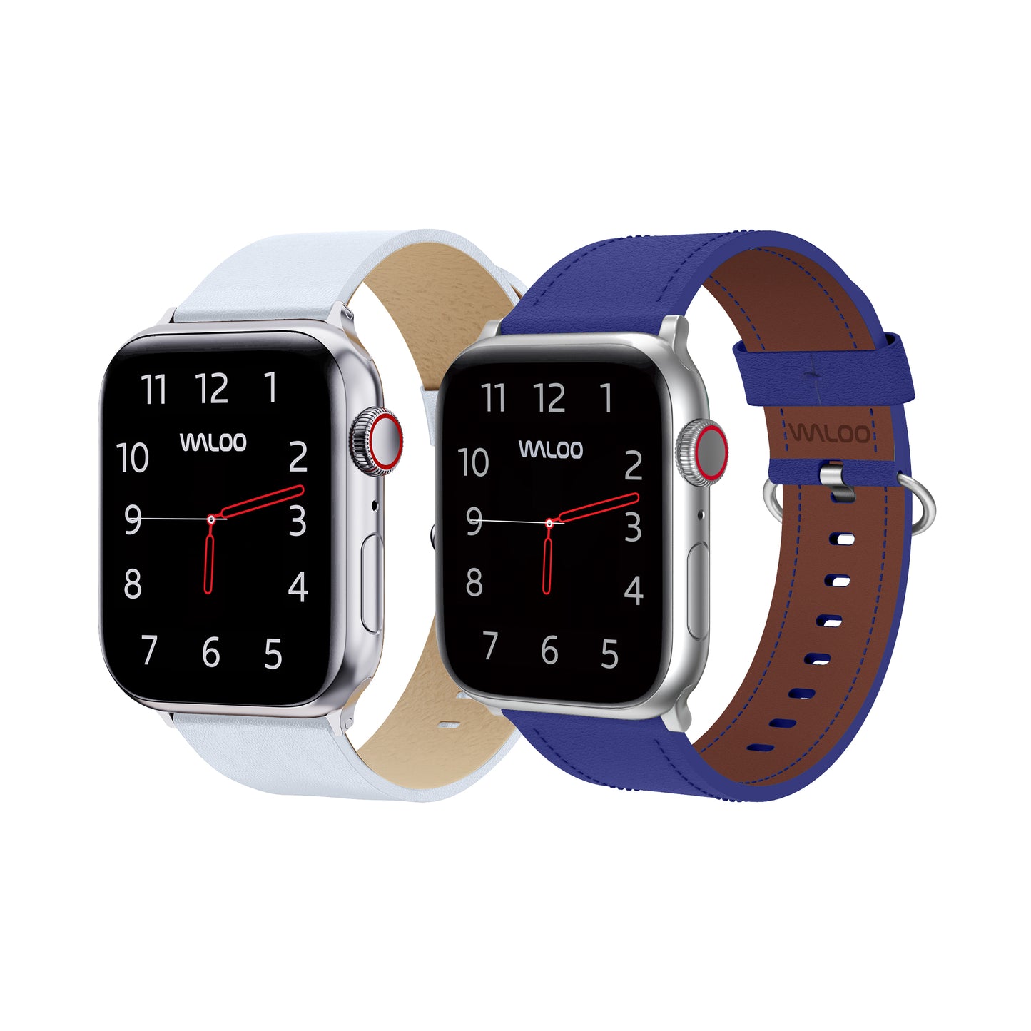Waloo 2-Pack Leather Grain & Classic Leather Bands For Apple Watch