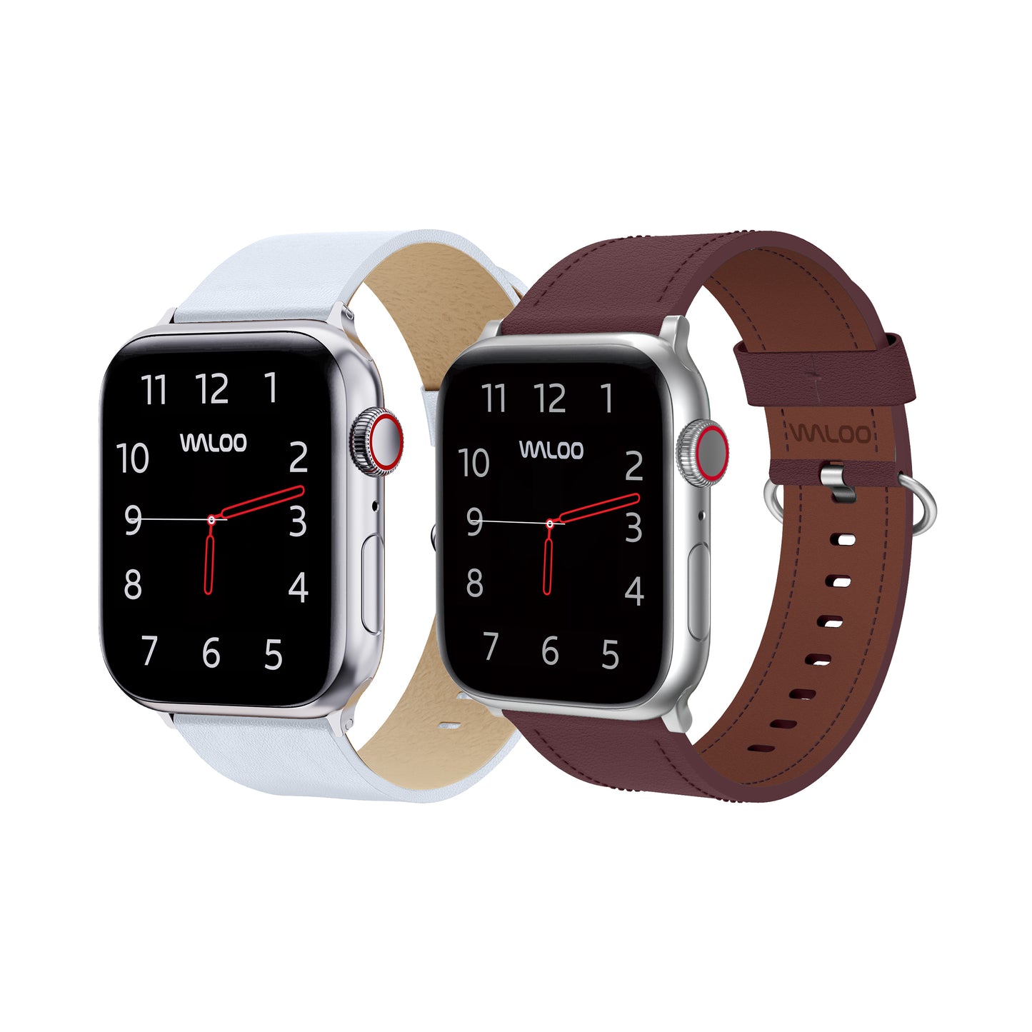 Waloo 2-Pack Leather Grain & Classic Leather Bands For Apple Watch