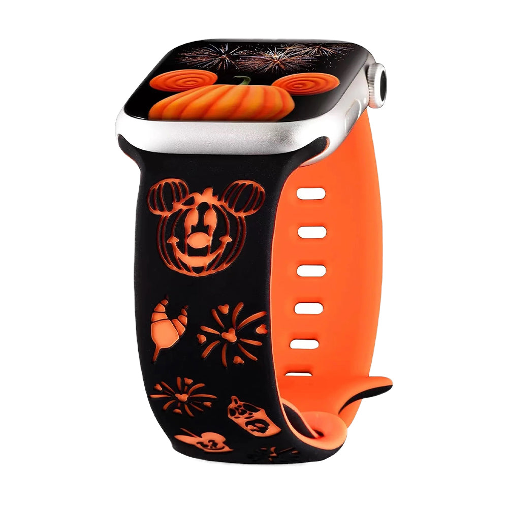 Waloo Halloween Cartoon Engraved Silicone Sport Band For Apple Watch