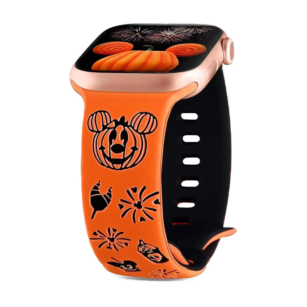 Waloo Halloween Cartoon Engraved Silicone Sport Band For Apple Watch