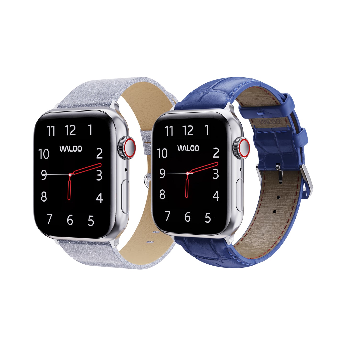 Waloo 2-Pack Shiny Brilliance Leather & Crocodile Leather Bands For Apple Watch