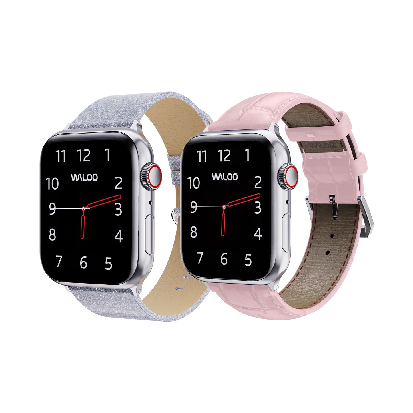 Waloo 2-Pack Shiny Brilliance Leather & Crocodile Leather Bands For Apple Watch