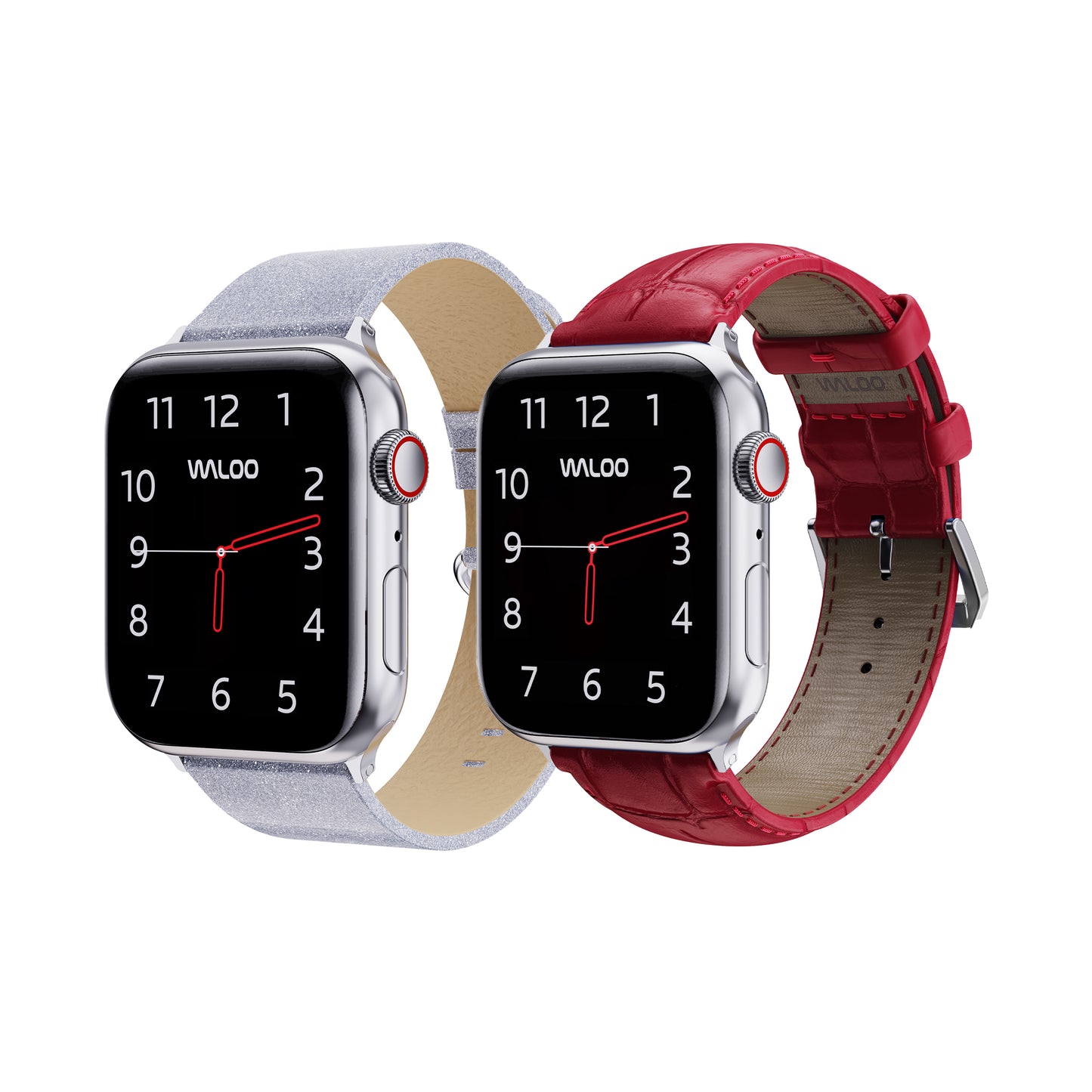 Waloo 2-Pack Shiny Brilliance Leather & Crocodile Leather Bands For Apple Watch