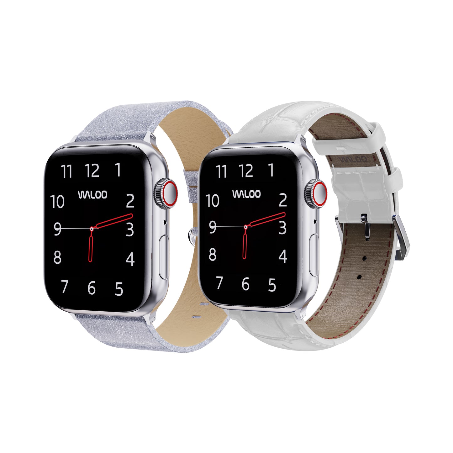 Waloo 2-Pack Shiny Brilliance Leather & Crocodile Leather Bands For Apple Watch