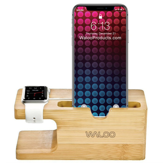 Waloo Bamboo Charging Dock For iPhone & Apple Watch