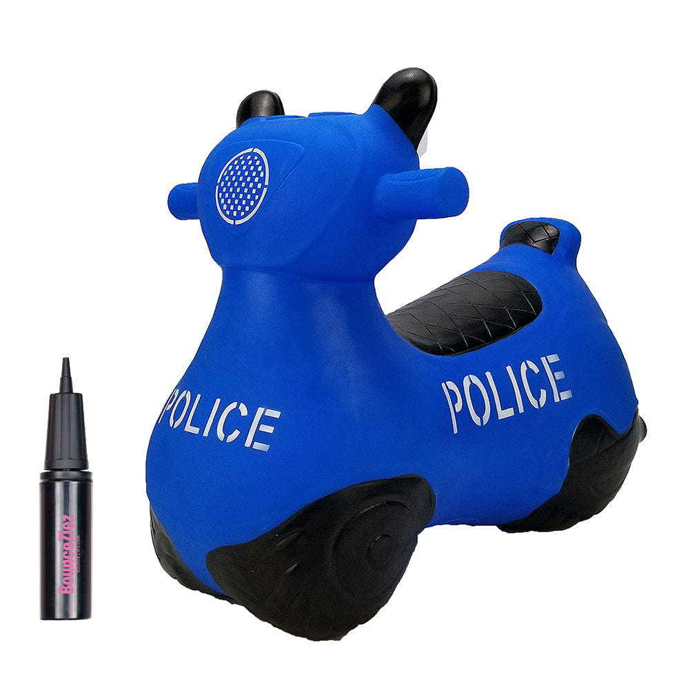 BounceZiez Inflatable Bouncy Ride-On Hopper with Pump - Police Car