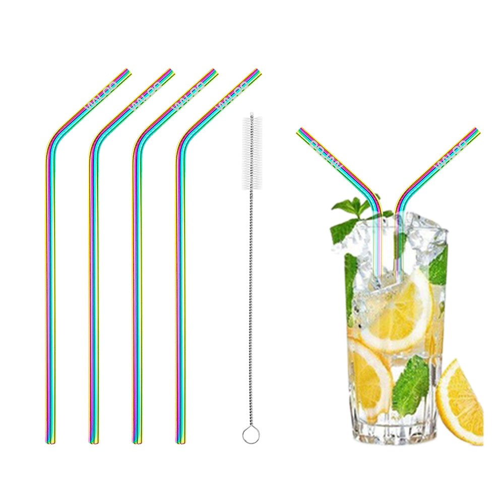 Rainbow Stainless Steel Drinking Straws (4 Pack)