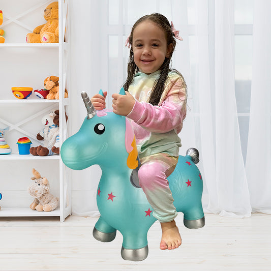 Blue Unicorn Ride On Hopper