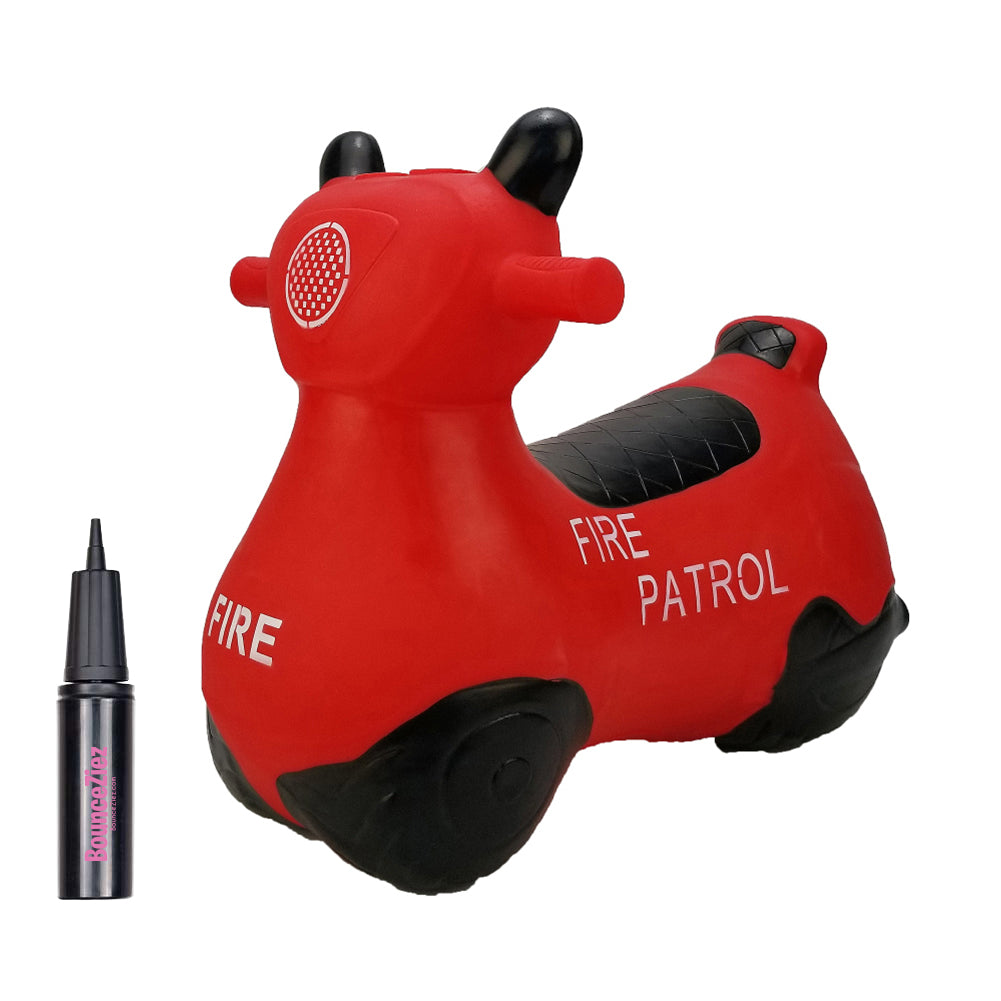BounceZiez Inflatable Bouncy Ride-On Hopper with Pump - Fire Patrol