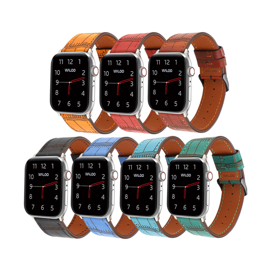 Waloo Bamboo Textured Leather Band For Apple Watch