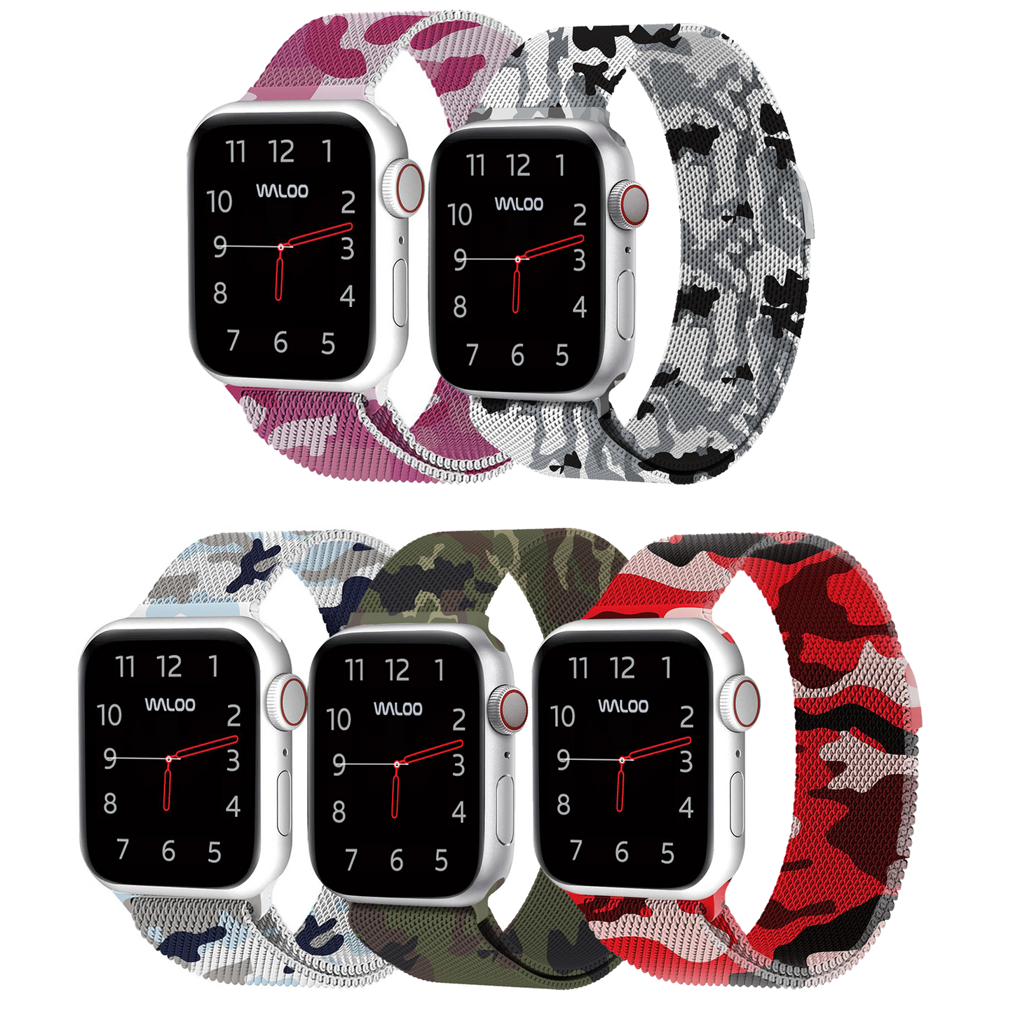 Waloo Camo Printed Magnetic Mesh Band For Apple Watch