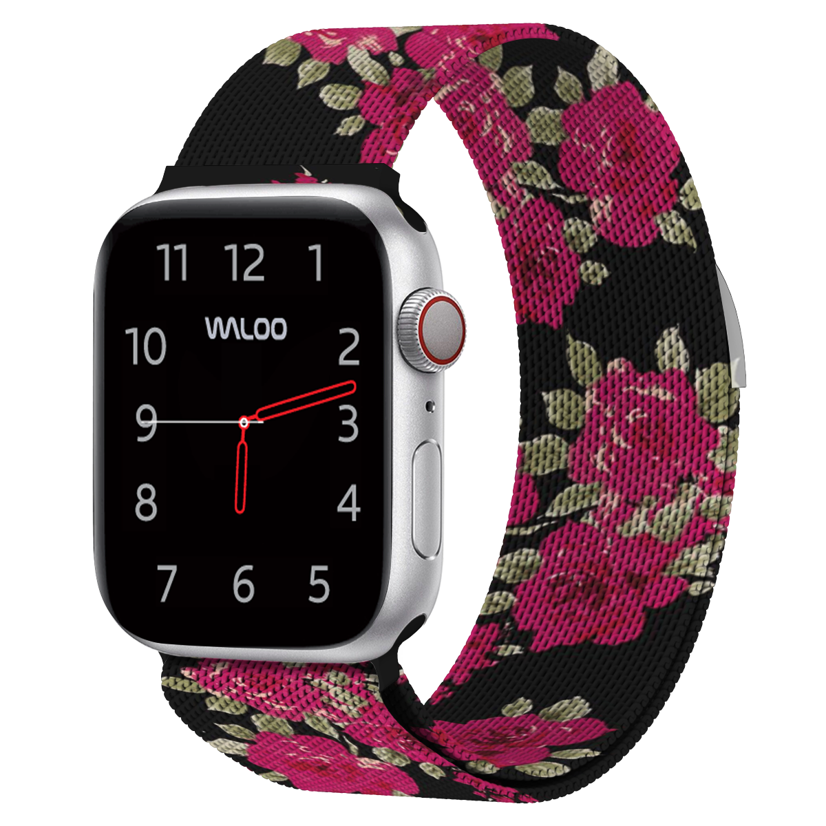 Waloo Floral Printed Magnetic Mesh Band For Apple Watch