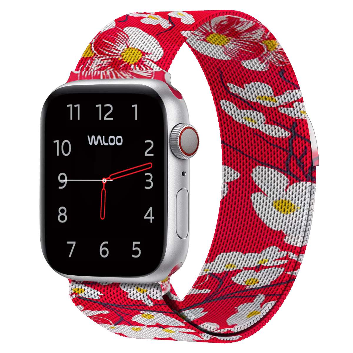 Waloo Floral Printed Magnetic Mesh Band For Apple Watch