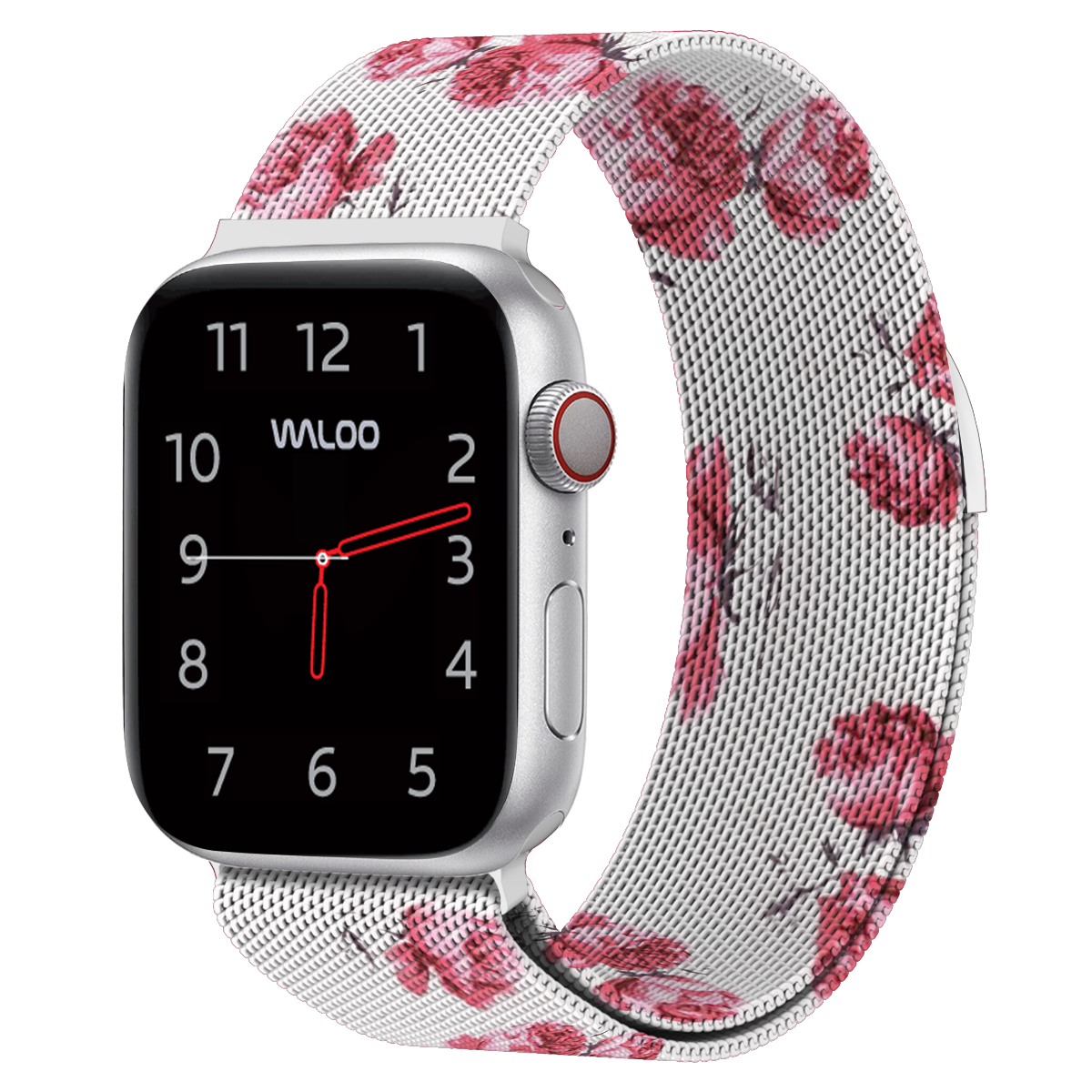 Waloo Floral Printed Magnetic Mesh Band For Apple Watch