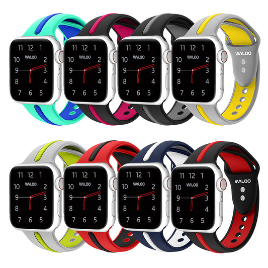 Waloo Two Tone Silicone Sport Band For Apple Watch
