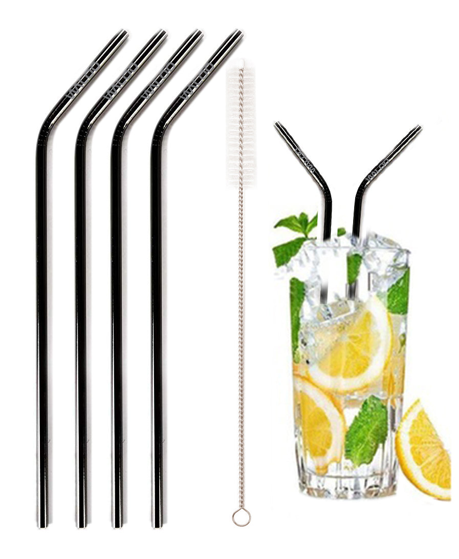 Black Stainless Steel Drinking Straws (4 Pack)