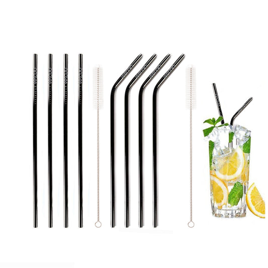 Black Stainless Steel Drinking Straws (4 Pack)